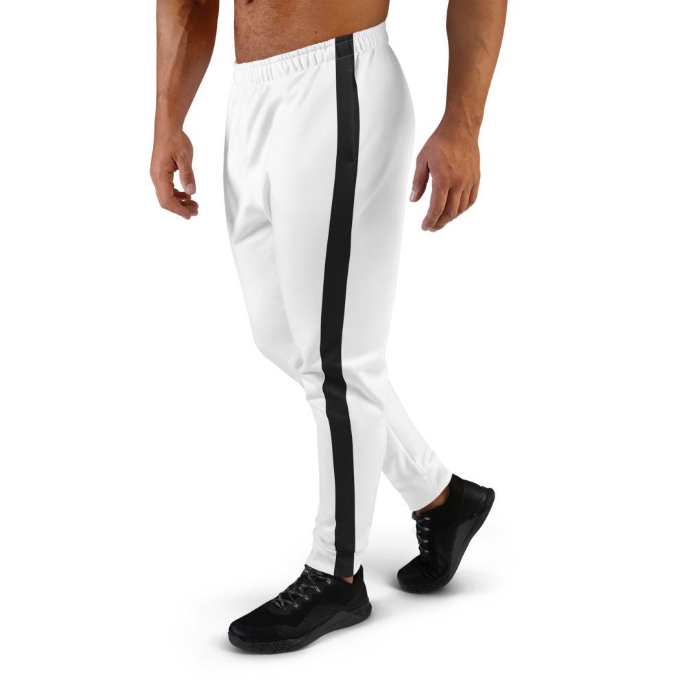 Men's Premium White Joggers with Stripe