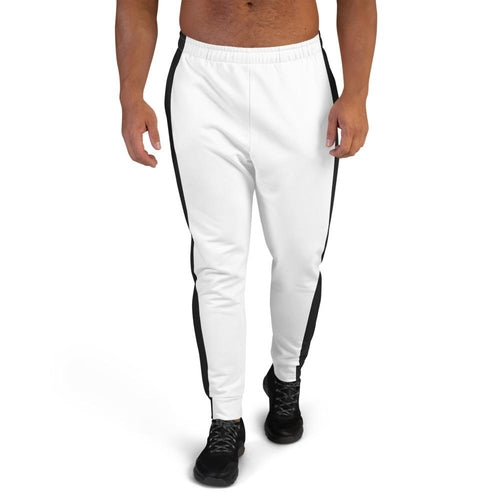 Men's Premium White Joggers with Stripe