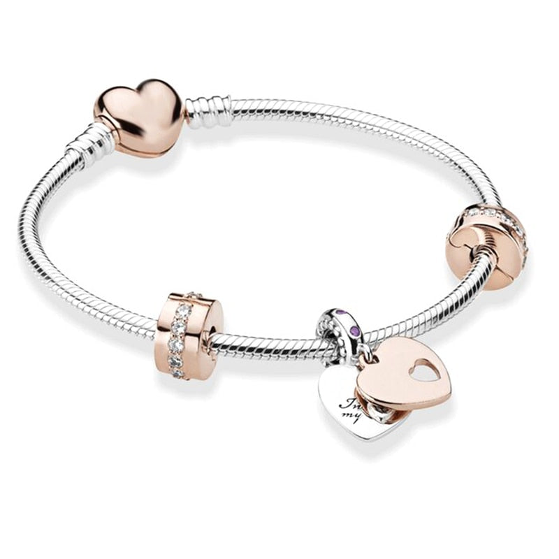 Bracelet de Charme fantaisie Acier inoxydable couleur rose