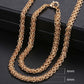 Men Women's Jewelry Set 585 Rose Gold Bracelet Necklace Set Double Curb Cuban Weaving Bismark Chain 2021 Wholesale Jewelry KCS04