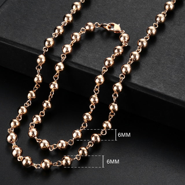 Men Women's Jewelry Set 585 Rose Gold Bracelet Necklace Set Double Curb Cuban Weaving Bismark Chain 2021 Wholesale Jewelry KCS04