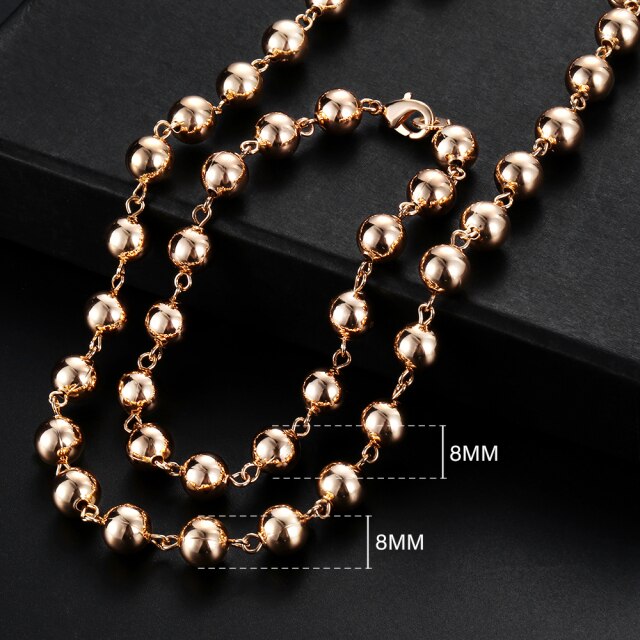 Men Women's Jewelry Set 585 Rose Gold Bracelet Necklace Set Double Curb Cuban Weaving Bismark Chain 2021 Wholesale Jewelry KCS04