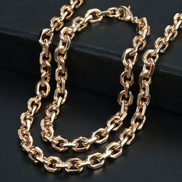 Men Women's Jewelry Set 585 Rose Gold Bracelet Necklace Set Double Curb Cuban Weaving Bismark Chain 2021 Wholesale Jewelry KCS04