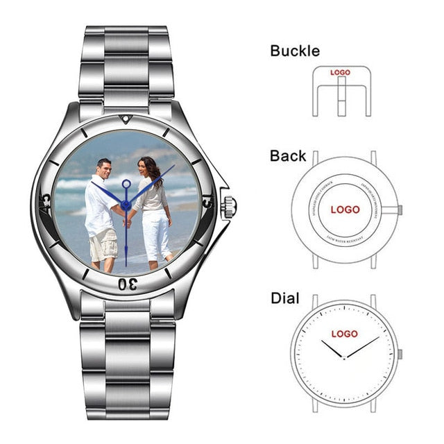 CL055 Custom logo Watch photo print Watches watch face Printing Wristwatch Customized Unique DIY Gift For lovers