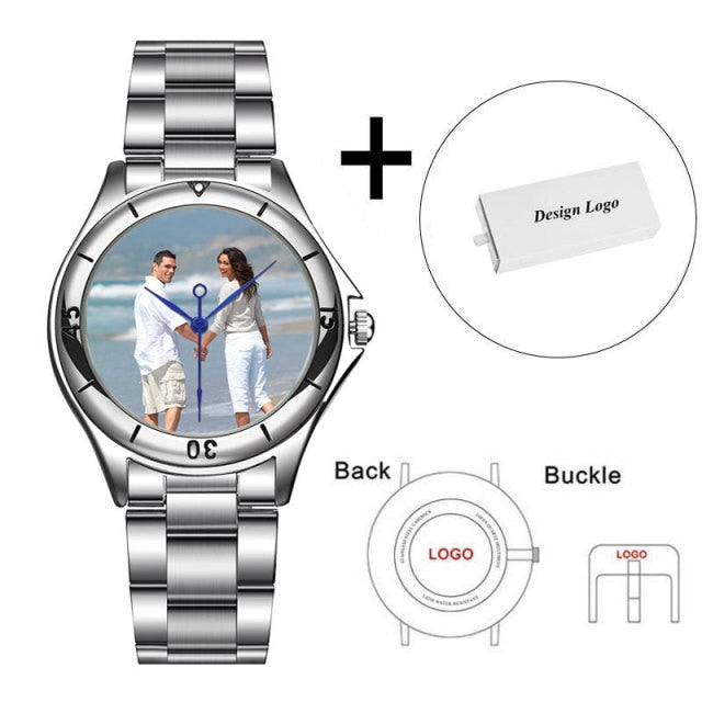 CL055 Custom logo Watch photo print Watches watch face Printing Wristwatch Customized Unique DIY Gift For lovers