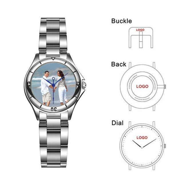 CL055 Custom logo Watch photo print Watches watch face Printing Wristwatch Customized Unique DIY Gift For lovers