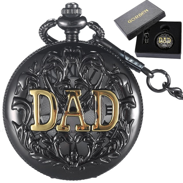 Fathers Day Gifts " TO MY GREAST DAD " Pocket Watch Best Idea for Daddy Father Antique Quartz Fob Chain Clock with Gift BOX Set