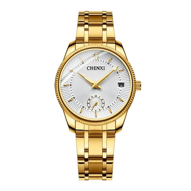 CHENXI Gold Wrist Watch Men Watches Lady Top Brand Luxury Quartz Wristwatch For Lover's Fashion Dress Clock Relogio Masculino