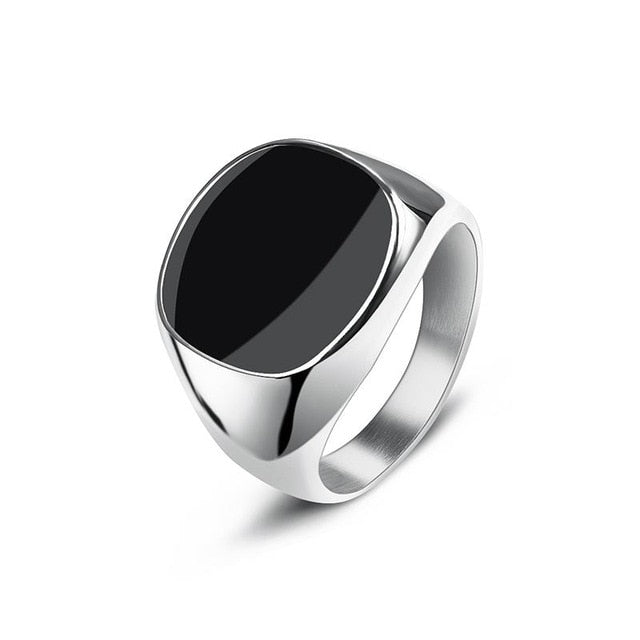 Jiayiqi Men's Ring Punk Rock Smooth 316L Stainless Steel Signet Ring For Men Hip Hop Party Jewelry Wholesale Male Wedding Anel