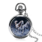 Vintage Bronze Pocket Watch Quartz Retro Horse Full Hunter Pendant Watch with Fob Necklace Chain Best Gift for Men Women reloj