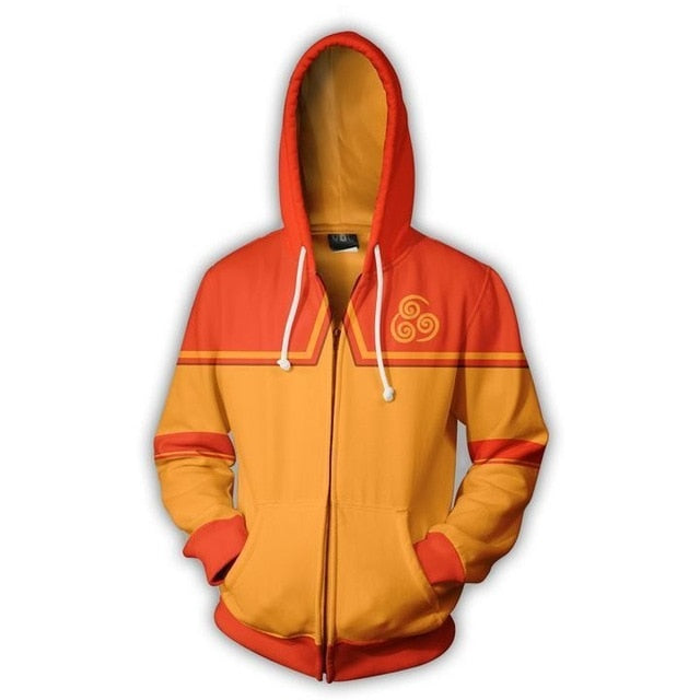 hiver avatar The Last Airbender Hoodie 3D Printed Zip Up Polyester Hip Hop Men Hooded Hoodie for Spring Autumn Sportswear