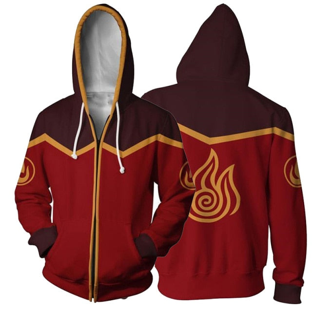 hiver avatar The Last Airbender Hoodie 3D Printed Zip Up Polyester Hip Hop Men Hooded Hoodie for Spring Autumn Sportswear