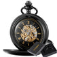 Vintage 2 Sides Open Case Mechanical Men's Watch Double Face Roman Dial Clock Hand Wind Pocket Watch With FOB Chain Gift