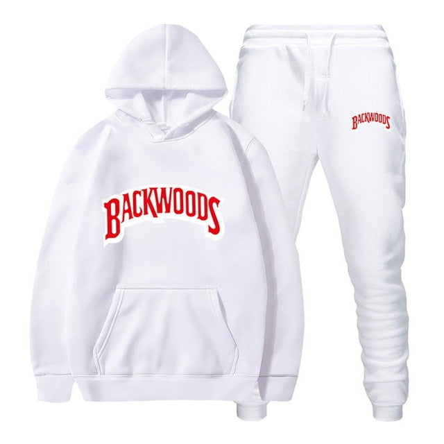 fashion brand Backwoods Men's Set Fleece Hoodie Pant Thick Warm Tracksuit Sportswear Hooded Track Suits Male Sweatsuit Tracksuit