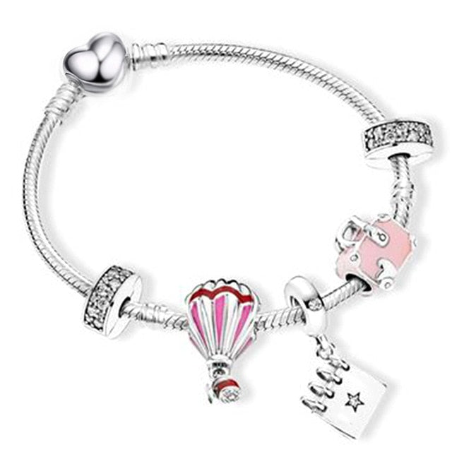 Bracelet de Charme fantaisie Acier inoxydable couleur rose