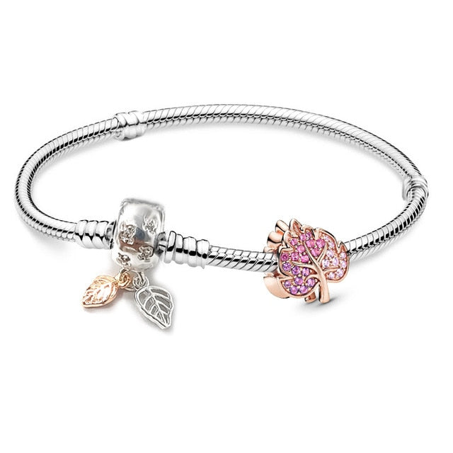 Bracelet de Charme fantaisie Acier inoxydable couleur rose