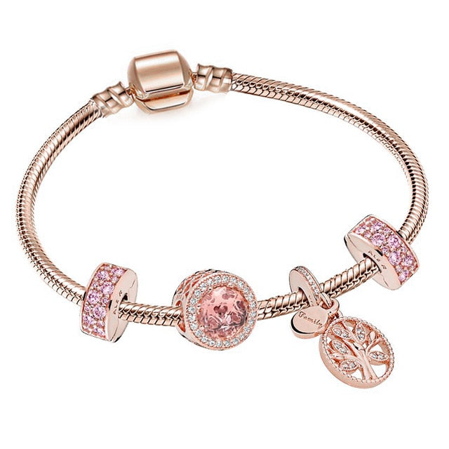 Bracelet de Charme fantaisie Acier inoxydable couleur rose