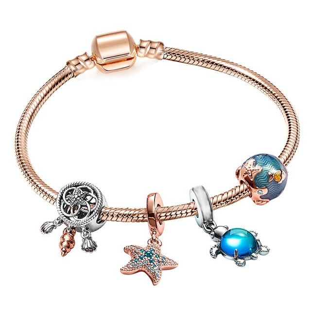 Bracelet de Charme fantaisie Acier inoxydable couleur rose