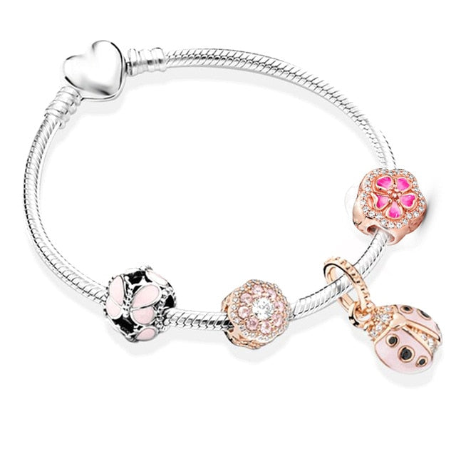 Bracelet de Charme fantaisie Acier inoxydable couleur rose