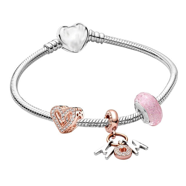 Bracelet de Charme fantaisie Acier inoxydable couleur rose