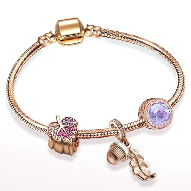 Bracelet de Charme fantaisie Acier inoxydable couleur rose