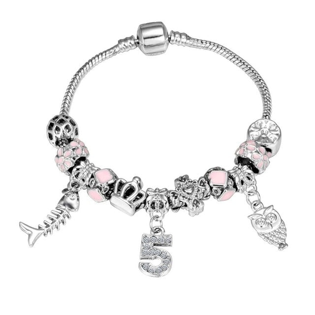 ZOSHI Pink Crystal Charm Silver Color Bracelets & Bangles for Women Murano Beads Silver Plated Bracelet Femme S925 Jewelry