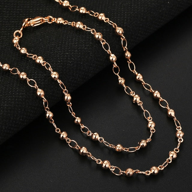 Men Women's Jewelry Set 585 Rose Gold Bracelet Necklace Set Double Curb Cuban Weaving Bismark Chain 2021 Wholesale Jewelry KCS04