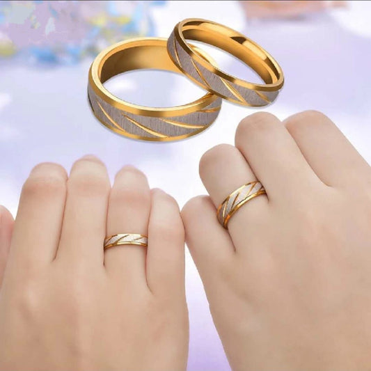 Titanium Steel Couple Rings Gold Wave Pattern Wedding Infinity Ring Men and Women Engagement Jewelry Gifts