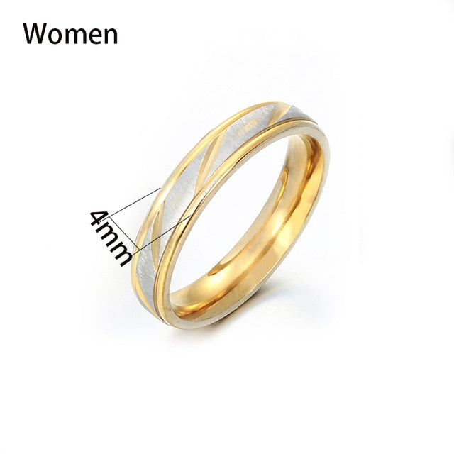 Titanium Steel Couple Rings Gold Wave Pattern Wedding Infinity Ring Men and Women Engagement Jewelry Gifts