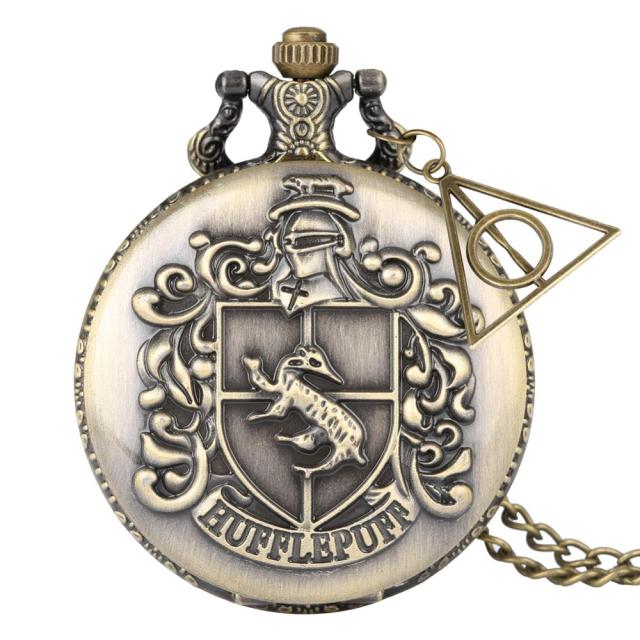 Retro Bronze watches School H Quartz Pocket Watch Analog Necklace Pendant Chain Women Mens relogio Montres with Gifts Accessory