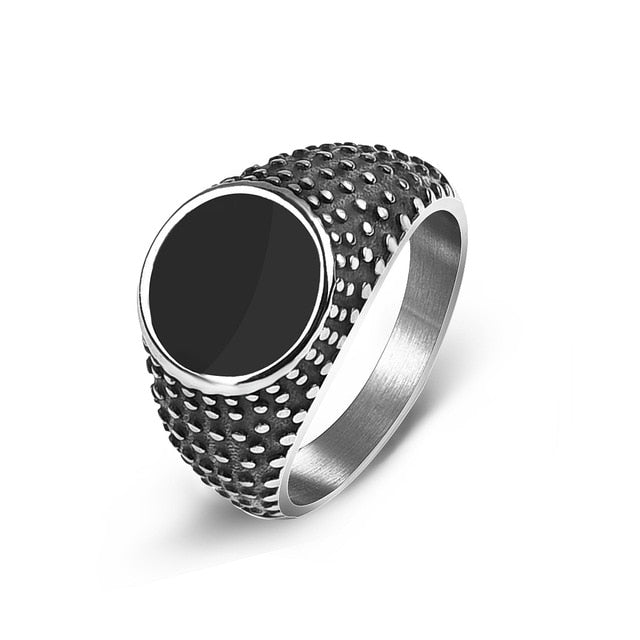 Jiayiqi Men's Ring Punk Rock Smooth 316L Stainless Steel Signet Ring For Men Hip Hop Party Jewelry Wholesale Male Wedding Anel