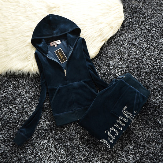 Spring/Fall 2021 Women's Brand Velvet Fabric Tracksuits Velour Suit Women Track Suit Hoodies And Pants fat sister sportswear