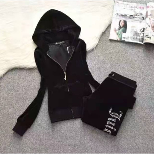 Spring/Fall 2021 Women's Brand Velvet Fabric Tracksuits Velour Suit Women Track Suit Hoodies And Pants fat sister sportswear