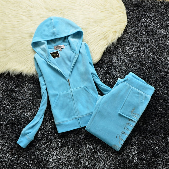 Spring/Fall 2021 Women's Brand Velvet Fabric Tracksuits Velour Suit Women Track Suit Hoodies And Pants fat sister sportswear