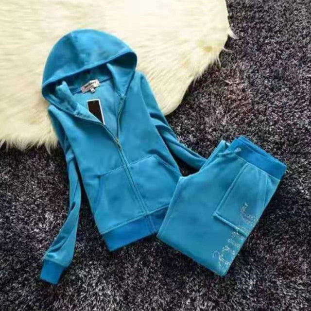 Spring/Fall 2021 Women's Brand Velvet Fabric Tracksuits Velour Suit Women Track Suit Hoodies And Pants fat sister sportswear