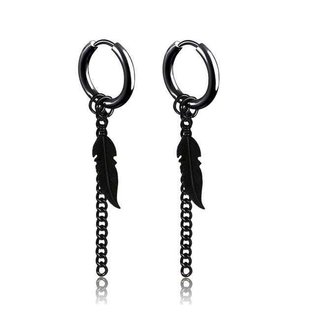 New Popular 1Pair Stainless Steel Ear Stud/Ear Clip Dangle Earrings For Men/Women Punk Black Piercing Fake Earrings Jewelry Gift