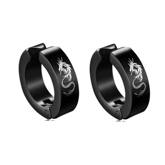 New Popular 1Pair Stainless Steel Ear Stud/Ear Clip Dangle Earrings For Men/Women Punk Black Piercing Fake Earrings Jewelry Gift