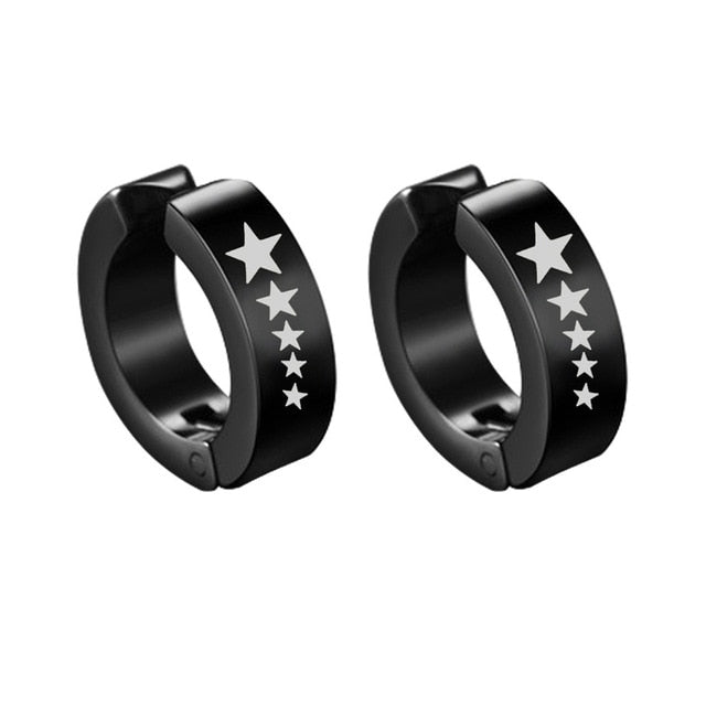 New Popular 1Pair Stainless Steel Ear Stud/Ear Clip Dangle Earrings For Men/Women Punk Black Piercing Fake Earrings Jewelry Gift