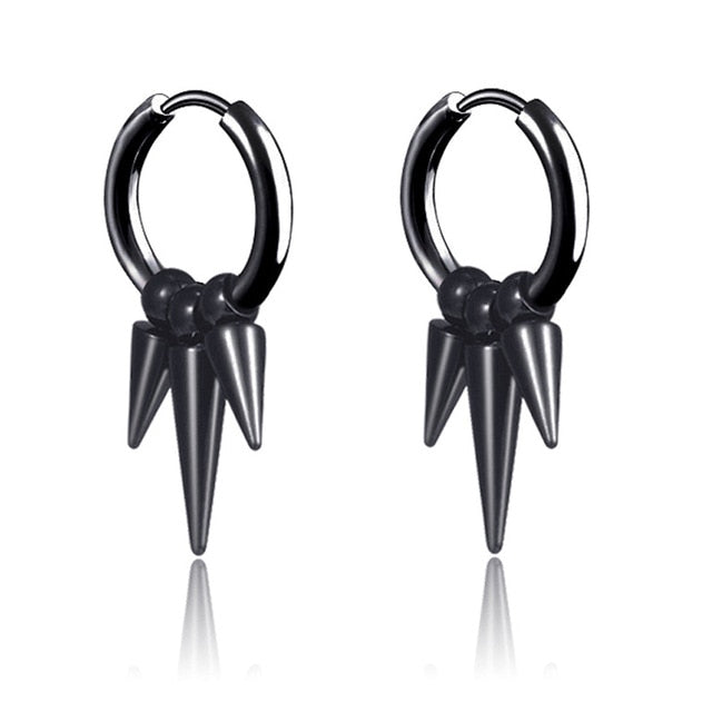 New Popular 1Pair Stainless Steel Ear Stud/Ear Clip Dangle Earrings For Men/Women Punk Black Piercing Fake Earrings Jewelry Gift