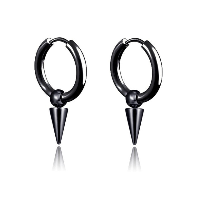 New Popular 1Pair Stainless Steel Ear Stud/Ear Clip Dangle Earrings For Men/Women Punk Black Piercing Fake Earrings Jewelry Gift