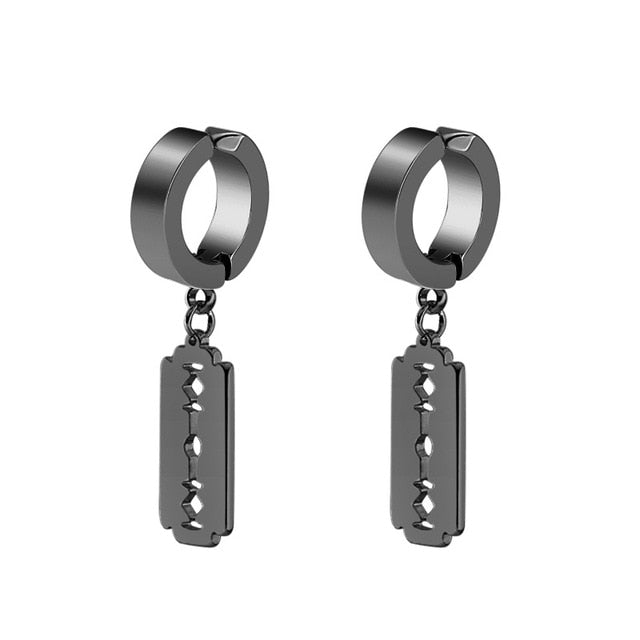 New Popular 1Pair Stainless Steel Ear Stud/Ear Clip Dangle Earrings For Men/Women Punk Black Piercing Fake Earrings Jewelry Gift