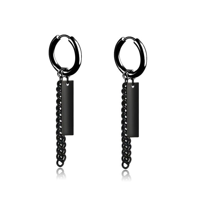 New Popular 1Pair Stainless Steel Ear Stud/Ear Clip Dangle Earrings For Men/Women Punk Black Piercing Fake Earrings Jewelry Gift