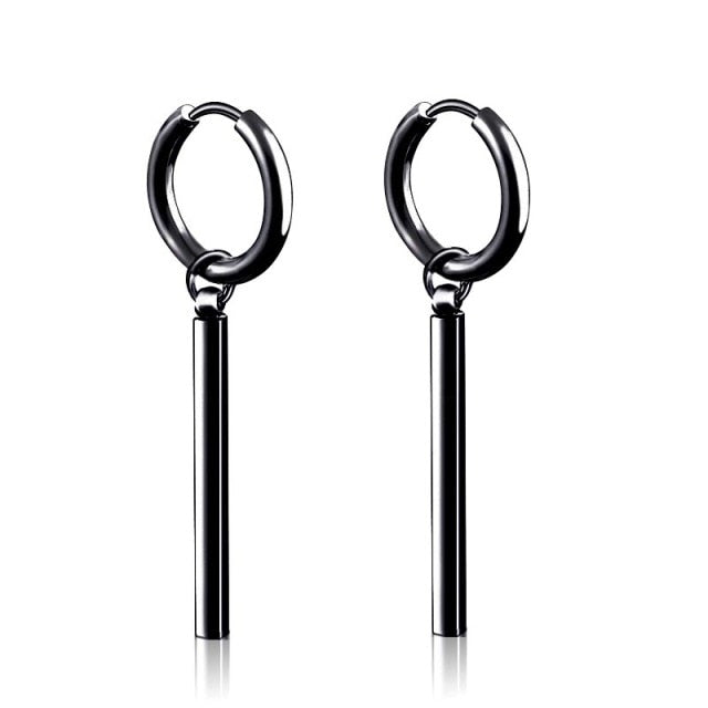 New Popular 1Pair Stainless Steel Ear Stud/Ear Clip Dangle Earrings For Men/Women Punk Black Piercing Fake Earrings Jewelry Gift