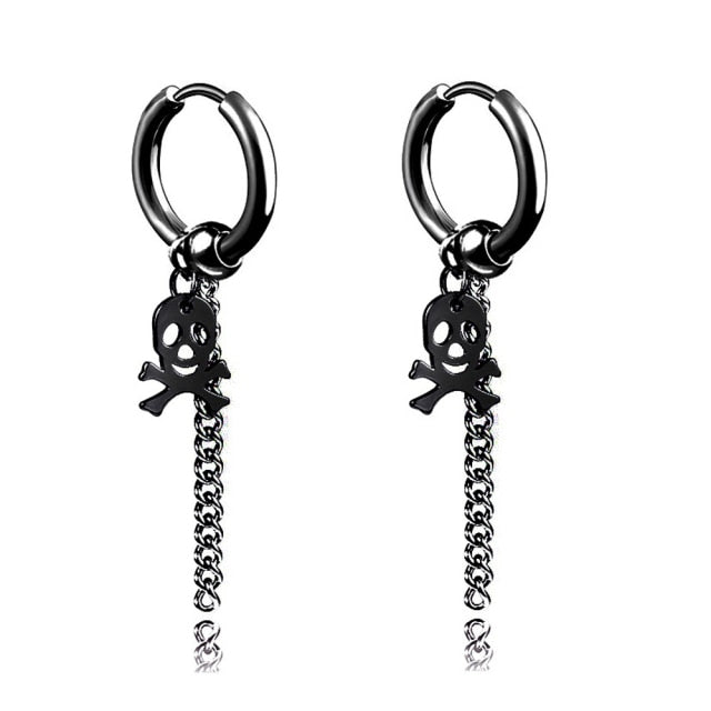 New Popular 1Pair Stainless Steel Ear Stud/Ear Clip Dangle Earrings For Men/Women Punk Black Piercing Fake Earrings Jewelry Gift