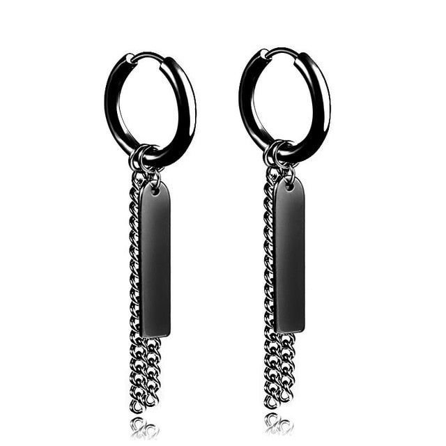 New Popular 1Pair Stainless Steel Ear Stud/Ear Clip Dangle Earrings For Men/Women Punk Black Piercing Fake Earrings Jewelry Gift