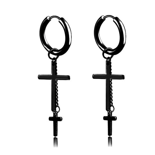 New Popular 1Pair Stainless Steel Ear Stud/Ear Clip Dangle Earrings For Men/Women Punk Black Piercing Fake Earrings Jewelry Gift