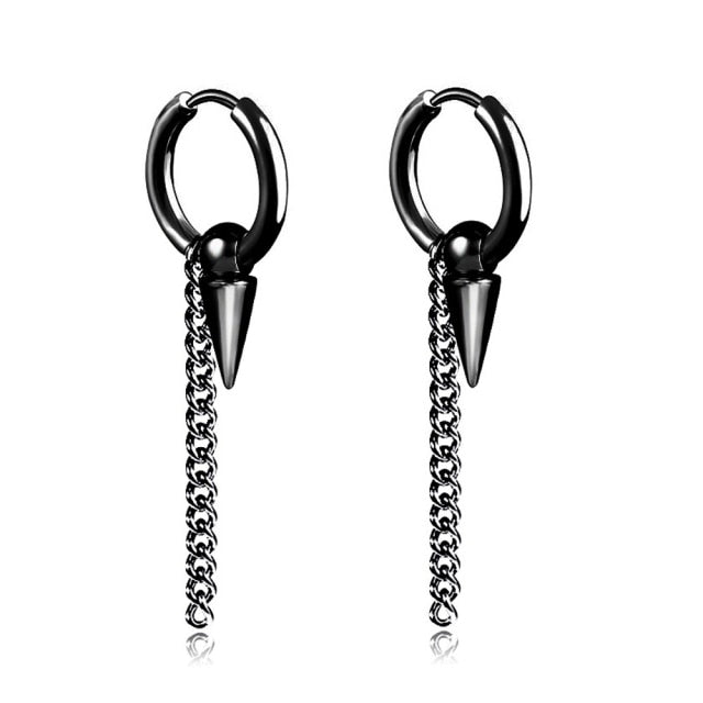 New Popular 1Pair Stainless Steel Ear Stud/Ear Clip Dangle Earrings For Men/Women Punk Black Piercing Fake Earrings Jewelry Gift