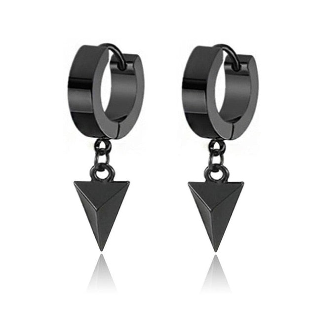 New Popular 1Pair Stainless Steel Ear Stud/Ear Clip Dangle Earrings For Men/Women Punk Black Piercing Fake Earrings Jewelry Gift