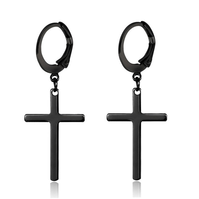 New Popular 1Pair Stainless Steel Ear Stud/Ear Clip Dangle Earrings For Men/Women Punk Black Piercing Fake Earrings Jewelry Gift