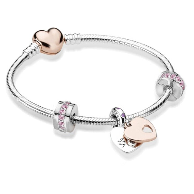 Bracelet de Charme fantaisie Acier inoxydable couleur rose